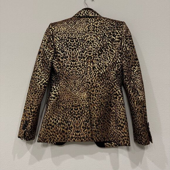 DSQUARED Tuxedo Blazer Size 38 US 2‎ Brocade Metallic Leopard Satin Lapel - Picture 5 of 16